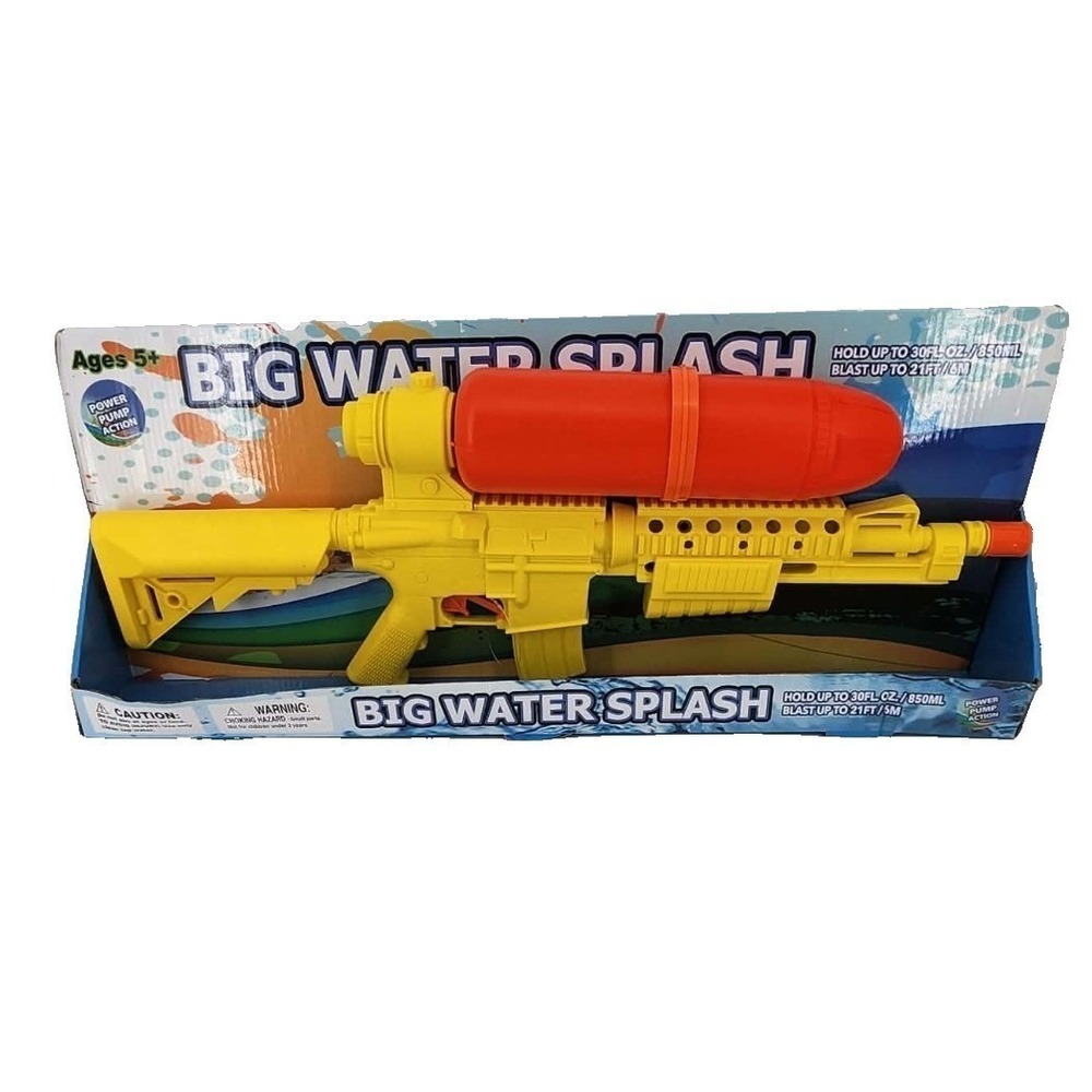 Big‎ Water Splash Water Gun Blaster Kids Yellow Red NEW Pump Action